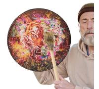 Tambor Espiritual - Tambor Vintage Hecho a Mano, Cuero PU, de Madera Incluido | Sonido Bienestar Ritual Energía Armonía para Ceremonia Chamánica Meditación Relajación