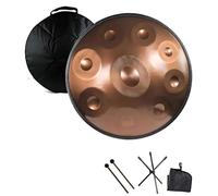 Tambor Handpan 22 Pulgadas 9/10/12 Notas Tambor de Acero, 440Hz Re Menor Handpan Drum Instrumento con Bolsa Suave, Soporte, Mazos, para Sanación con Sonido, Yoga(Gold,9 Notes)