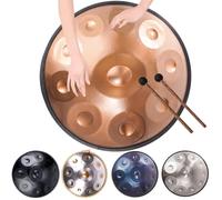 Tambor Handpan De 22 In Y 9/10/12 Notas (con Bolsa De Transporte), Percusión Armónica Para Sanación Con Sonido, Tambores De Acero Para Adultos De 440 Hz Para Producción De Audio Profesional(Gold,10 No