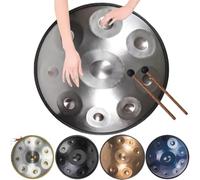 Tambor Handpan De 22 In Y 9/10/12 Notas (con Bolsa De Transporte), Percusión Armónica Para Sanación Con Sonido, Tambores De Acero Para Adultos De 440 Hz Para Producción De Audio Profesional(Silver,9 N