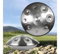 Tambor Handpan de 22 pulgadas Instrumento percusión profesional 12/10/9 tonos en re menor, 432 Hz 440 | Soporte, estuche, mazos/Lengüeta acero | for estudio, escenario, terapia(Silver,440HZ/12Note)