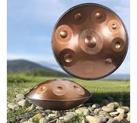 Tambor Handpan de 22 pulgadas Instrumento percusión profesional 12/10/9 tonos en re menor, 432 Hz 440 | Soporte, estuche, mazos/Lengüeta acero | for estudio, escenario, terapia(Gold,440HZ/10Note)