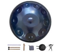 Tambor Handpan De 432 Hz/440 Hz, Hand Drum Steel Drum Percusión En Re Menor De 9/10/12 Notas, 22 Pulgadas Tambor de Mano, Juego De Tambores Handpan Para Educación Musical(Blue-432Hz,9 notes)
