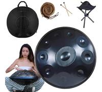 Tambor Handpan De 56cm D Minor 432 Hz / 440 Hz Handpan Drum 9/10/12 Notas Percusión Armónica Hand Pan Para Producción De Audio De Yoga, Con Mazos Handpan(Color:Blue,Size:10 Notes(432HZ))
