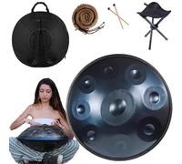 Tambor Handpan De 56cm D Minor 432 Hz / 440 Hz Handpan Drum 9/10/12 Notas Percusión Armónica Hand Pan Para Producción De Audio De Yoga, Con Mazos Handpan(Color:Blue,Size:9 Notes(440HZ))
