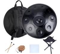 Tambor Handpan De 56cm Instrumento De Percusión, 9/10/12 Notas Handpan Drum De Acero 432 HZ/440 HZ Para Educación Musical, Meditación O Yoga, Con Bolsa Handpan(Negro,10 Notes(432HZ))