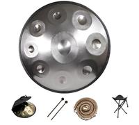 Tambor Handpan De Acero - 56cm 440Hz 9/10/12 Notas - Handpan Tambor Instrumento De Percusión Tongue Drum Con Trípode Mazas Y Bolsa(Gray,12)