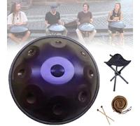 Tambor Handpan De Acero 56cm 9/10/12 Notas 432 Hz / 440 Hz Handpan Drum Percusión Armónica Para Acampar, Meditación O Yoga,D Minor(Color:Purple,Size:9 Notes(440HZ))