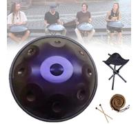 Tambor Handpan De Acero 56cm 9/10/12 Notas 432 Hz / 440 Hz Handpan Drum Percusión Armónica Para Acampar, Meditación O Yoga,D Minor(Color:Purple,Size:10 Notes(432HZ))