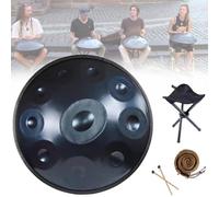 Tambor Handpan De Acero 56cm 9/10/12 Notas 432 Hz / 440 Hz Handpan Drum Percusión Armónica Para Acampar, Meditación O Yoga,D Minor(Color:Blue,Size:10 Notes(432HZ))