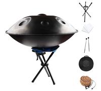 Tambor Handpan En Re Menor, Hand Drum Steel Drum Percusión De 432 Hz/440 Hz, 22 Pulgadas, 9/10/12 Notas Harmonic Handpan Drums, Para La Sanación Con Sonido(Black-9 Notes,440Hz)