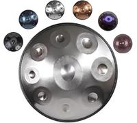 Tambor Handpan for adultos Pan manual de acero 432 Hz/440 Hz 9/10/12 notas Instrumento percusión en re menor con mazos bolsa soporte, juego 22 pulgadas(Silver,440HZ/12Note)