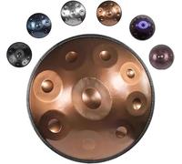 Tambor Handpan for adultos Pan manual de acero 432 Hz/440 Hz 9/10/12 notas Instrumento percusión en re menor con mazos bolsa soporte, juego 22 pulgadas(Gold,432HZ/9Note)