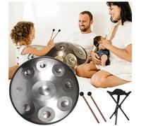 Tambor Handpan Para Adultos Hand Pan Handpan Durm Para Adultos Para Acampar, Meditar O Hacer Yoga, Percusión Para Salas De Meditación(Silver,9 Notes (440Hz))