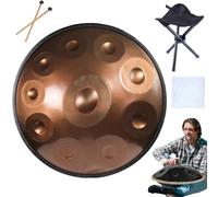 Tambor Handpan Percusión Armónica 9/10/12 Notas,Handpan Drum De Acero En D Minor 56cm Con Soporte,Bolsa De Mano,Para Meditación,Yoga,Handpan 432 Hz/440 Hz(Gold,10 Notes(432HZ))