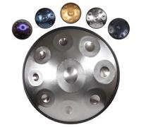 Tambor Handpan Tambor de Lengua 58cm 9 Notas 432Hz/440Hz Re menor Tambor de mano de acero para jardín exterior, Handpan Drum con bolsa(Silver,432Hz)