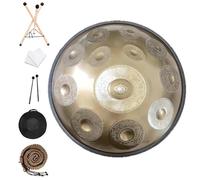 Tambor Handpan Tambor de mano dorado tallado 22 pulgadas, 440/432Hz, 12/10/9 notas, tambor lengua acero menor D, instrumento percusión for principiantes(440Hz(9 notes))