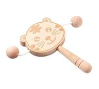 Tambor interactivo de doble cara de mango fácil | Blanqueo de madera para bebé | Tiger Shape de doble cara Kids Drum for Motor Skill Tracking Visual Tracking Toddler Shower Brib Criber Play