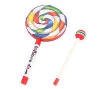Tambor Lollipop con Mallet Rainbow Hand Drum Stick Toy Instrumento de percusión para niños 15 cm, Hand Children, Decoración de Navidad