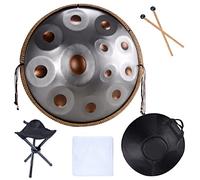 Tambor manual de 22 pulgadas, instrumento de percusión de acero, tambor de mano con bolsillo suave para pantalón de mano, 2 mazos de mano, soporte de hojaldre, paño sin pelusas