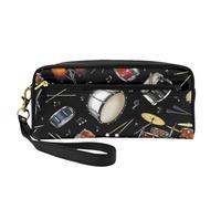 Tambor Negro colección Jazz, Bolsa de Maquillaje Bolsa de cosméticos Bolsa de Aseo de Viaje portátil Estuche de Cuero para Mujeres y niñas