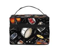 Tambor Negro colección Jazz, Bolsa de Maquillaje Bolsa de cosméticos Bolsa de Aseo de Viaje portátil Estuche para lápices
