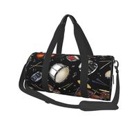 Tambor Negro colección Jazz, Bolsa de Viaje de Gran Capacidad, Bolso Redondo, Bolsa de Viaje Deportiva, Bolsa de Mano, Bolsa de Fitness