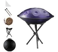 Tambor para Adultos 9/10/12 Notas Handpan Drum 22 Pulgadas en D Menor 432Hz/440Hz, Steel Drum con Bolsa Suave y Mazos, Ideal para Sanación Sonora y Terapia de Sonido(Deep Purple,440HZ/12Note)