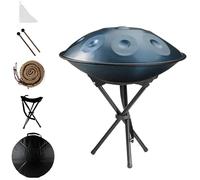 Tambor para Adultos 9/10/12 Notas Handpan Drum 22 Pulgadas en D Menor 432Hz/440Hz, Steel Drum con Bolsa Suave y Mazos, Ideal para Sanación Sonora y Terapia de Sonido(Plateado,432HZ/9Note)