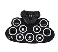 Tambor Plegable de Bocina Doble, Tambor Eléctrico con Altavoces Dobles, Almohadillas de Tambor de Silicona, Batería de Litio Recargable, Juego Interactivo (Tambor enrollable)