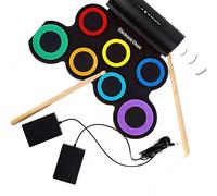 Tambor plegable de silicona impermeable alimentado por USB para uso en interiores y exteriores, incluye juego de viaje de selección de sonido