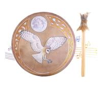 Tambor sagrado - Tambor chamánico hecho a mano de 25 cm, tambor siberiano tradicional, herramienta ritual chamánica, tambor curativo de sonido de percusión, instrumento de percusión ornamental