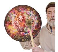 Tambor Shaman, tambores de mano para adultos, tambor de mano de chamán hecho mano de piel sintética, palo de tambor Schaman hecho mano, un regalo del alma para los amantes de la música de Schaman