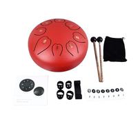 Tambor sin Preocupaciones, Tambor de Lengua de 8 Notas de 6 Pulgadas, Sonido Claro, Portátil para Meditación (Rojo)