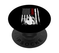 Tambores Bandera Estadounidense desgastada músico patriótico de Estados Unidos PopSockets PopGrip Adhesivo