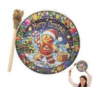 Tambores Chamánicos Siberianos, Tambores Chamánicos Navideños - Música Espiritual Navidad Tambor Chamánico - Tambor de música espiritual con parte trasera hueca para actividades al aire libre, hogar,