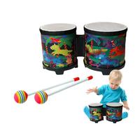 Tambores de bongo de madera profesionales para niños y adultos: instrumento musical de percusión con apoyo, 2 palillos de colores, conjunto de tambores de bongo hecho a mano | Ideal para enseñar e int