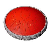 Tambores De Hendidura Metal Engrosado Handpan Soldadura Sin Tracto, Vida Práctica Más Larga Tambor De Lengüeta Con Kit De Batería, Baquetas, Materiales De Enseñanza(Red,14 inch)