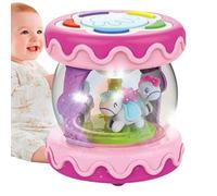 Tambores de juguete de aprendizaje musical, batería musical iluminada, carrusel eléctrico giratorio para niños, tambor eléctrico interactivo para aprender