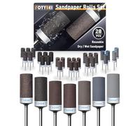 Tambores de Lijado para Herramienta Rotativa Dremel, 28 piezas Mangas de Lijado con vástago de 1/8", Tambores lijadores de 180/240/320/600/1000/1500/2000 Granos para Pulido y lijado de Metal