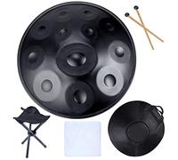 Tambores de mano de acero de 55,8 cm de profundidad menor 432 Hz, 10 tonos, azul, instrumento de tambor con bolsa y trípode para producción de audio profesional