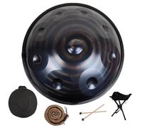 Tambores De Mano De Acero En Re Menor De 432/440 Hz, Tambor De Lengua De 22 Pulgadas, Handpan Drum De 9/10/12 Notas Para Meditación, Terapia De Sonido, ASMR O Yoga(Dark,9 Notes (440Hz))