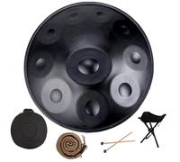 Tambores De Mano De Acero En Re Menor De 432/440 Hz, Tambor De Lengua De 22 Pulgadas, Handpan Drum De 9/10/12 Notas Para Meditación, Terapia De Sonido, ASMR O Yoga(Black,10 Notes (432Hz))