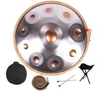 Tambores De Mano De Acero En Re Menor De 432/440 Hz, Tambor De Lengua De 22 Pulgadas, Handpan Drum De 9/10/12 Notas Para Meditación, Terapia De Sonido, ASMR O Yoga(Golden eye,10 Notes (440Hz))