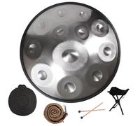 Tambores De Mano De Acero En Re Menor De 432/440 Hz, Tambor De Lengua De 22 Pulgadas, Handpan Drum De 9/10/12 Notas Para Meditación, Terapia De Sonido, ASMR O Yoga(Silver,12 Notes (432Hz))