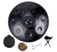 Tambores De Mano De Acero En Re Menor De 432/440 Hz, Tambor De Lengua De 22 Pulgadas, Handpan Drum De 9/10/12 Notas Para Meditación, Terapia De Sonido, ASMR O Yoga(Black,12 Notes (440Hz))