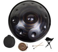 Tambores De Mano De Acero En Re Menor De 432/440 Hz, Tambor De Lengua De 22 Pulgadas, Handpan Drum De 9/10/12 Notas Para Meditación, Terapia De Sonido, ASMR O Yoga(Dark,10 Notes (432Hz))