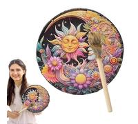 Tambores de mano para adultos,Tambor de mano chamánico,Tambor de mano chamán de cuero PU hecho mano - Herramienta de sonido chamánica vintage con gran tono, suministros de música espiritual