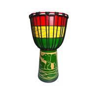Tambores Djembe TAOSKNE - Tambor africano, hecho de piel de cabra vieja, tallado y pintado a mano, pandereta estándar de 10 pulgadas de rendimiento profesional para adultos (elefante arcoíris)