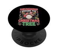 Tamborileando Alrededor del árbol de Navidad Baterista Festivo PopSockets PopGrip Adhesivo